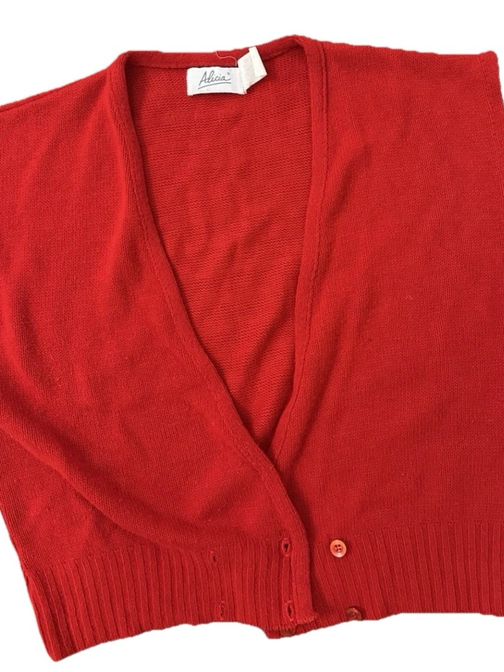 Red V-Neck Button-Front Cardigan